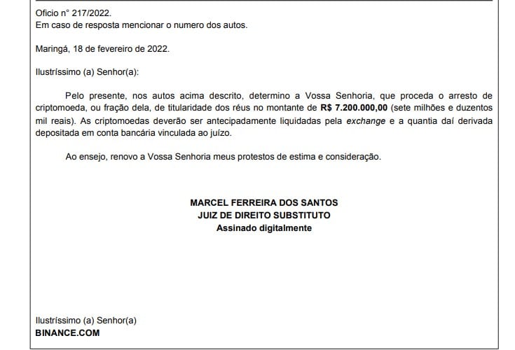 Juiz deferiu pedido para bloquear R$ 7,2 milhões na Binance - Livecoins