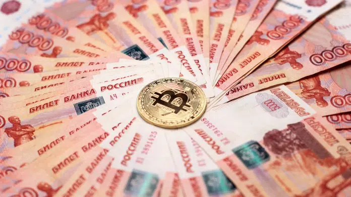 Bitcoin e rublo russo.