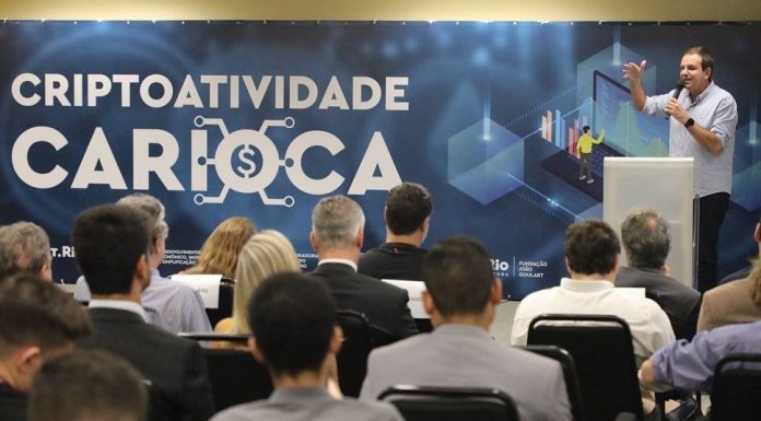 Eduardo Paes, Prefeito do Rio de Janeiro, no evento Criptoatividade Carioca. Fonte: Twitter / Reprodução