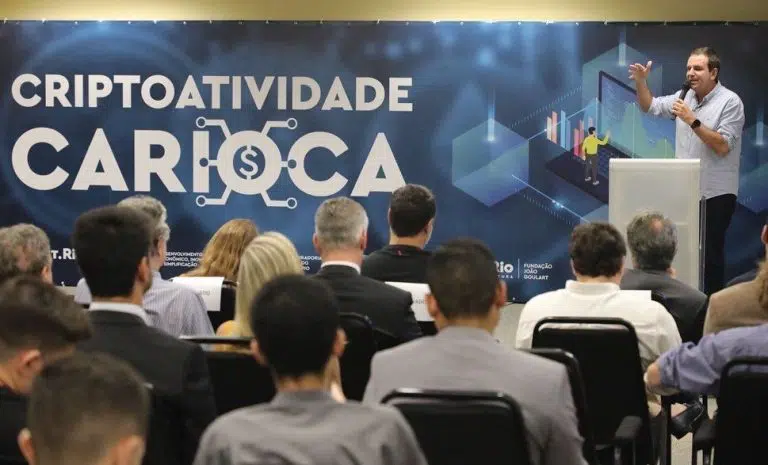 Eduardo Paes, Prefeito do Rio de Janeiro, no evento Criptoatividade Carioca. Fonte: Twitter / Reprodução