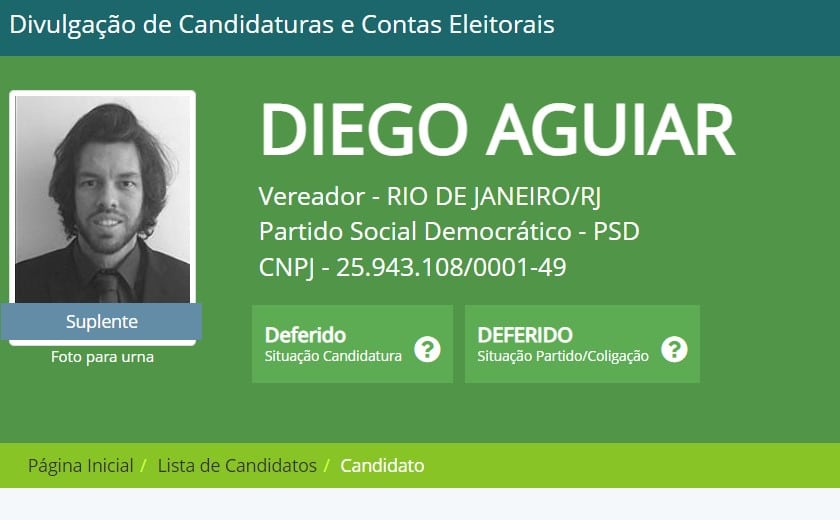 Diego Aguiar tentou ser vereador no Rio de Janeiro em 2016, mas só teve 126 votos