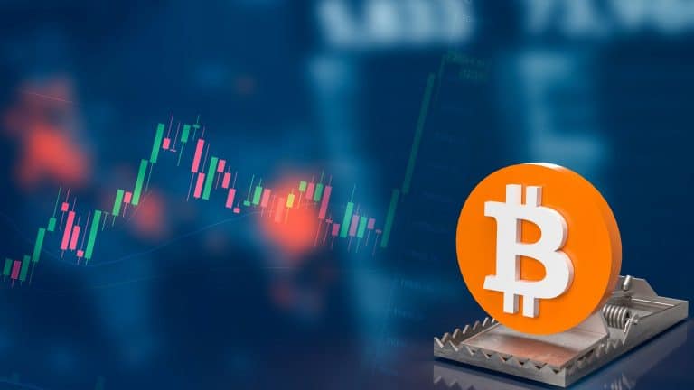 Gráfico de preços do bitcoin com armadilha