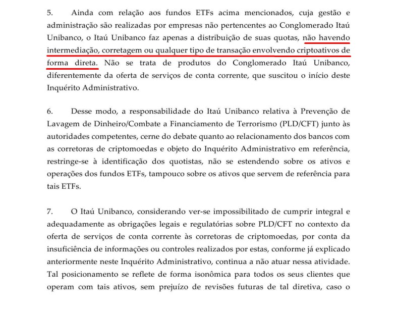 Itaú le dijo a Cade que no hace intermediación directa de criptomonedas
