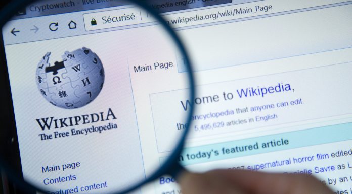 Lupa observando o site Wikipedia