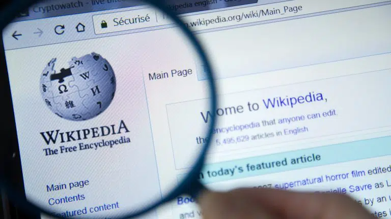 Lupa observando o site Wikipedia