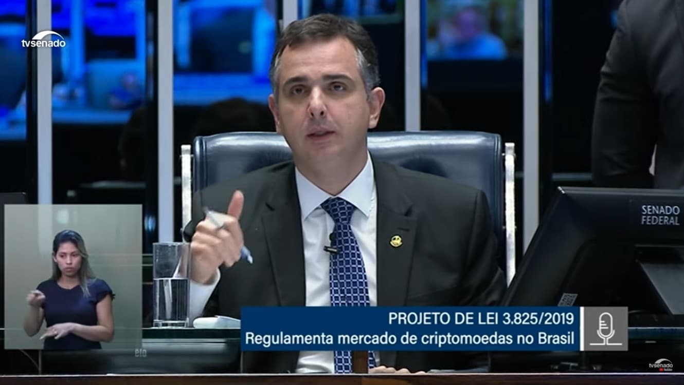 Presidente do senado, Rodrigo Pacheco, durante discussão do Marco das Criptomoedas