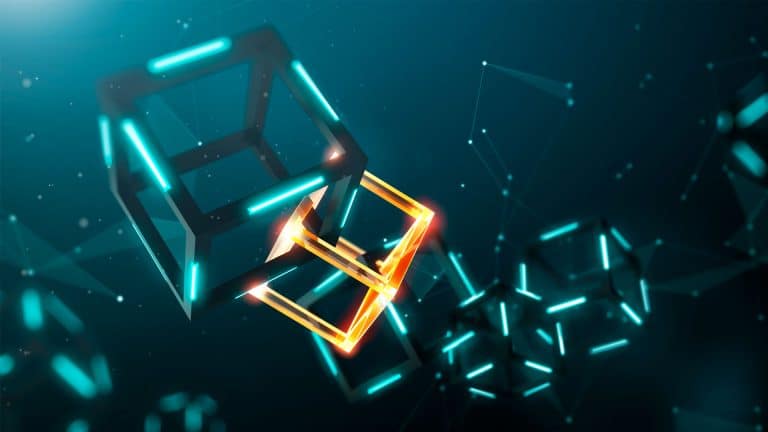 Ilustração de cadeia de blocos, tradução literal da palavra blockchain.