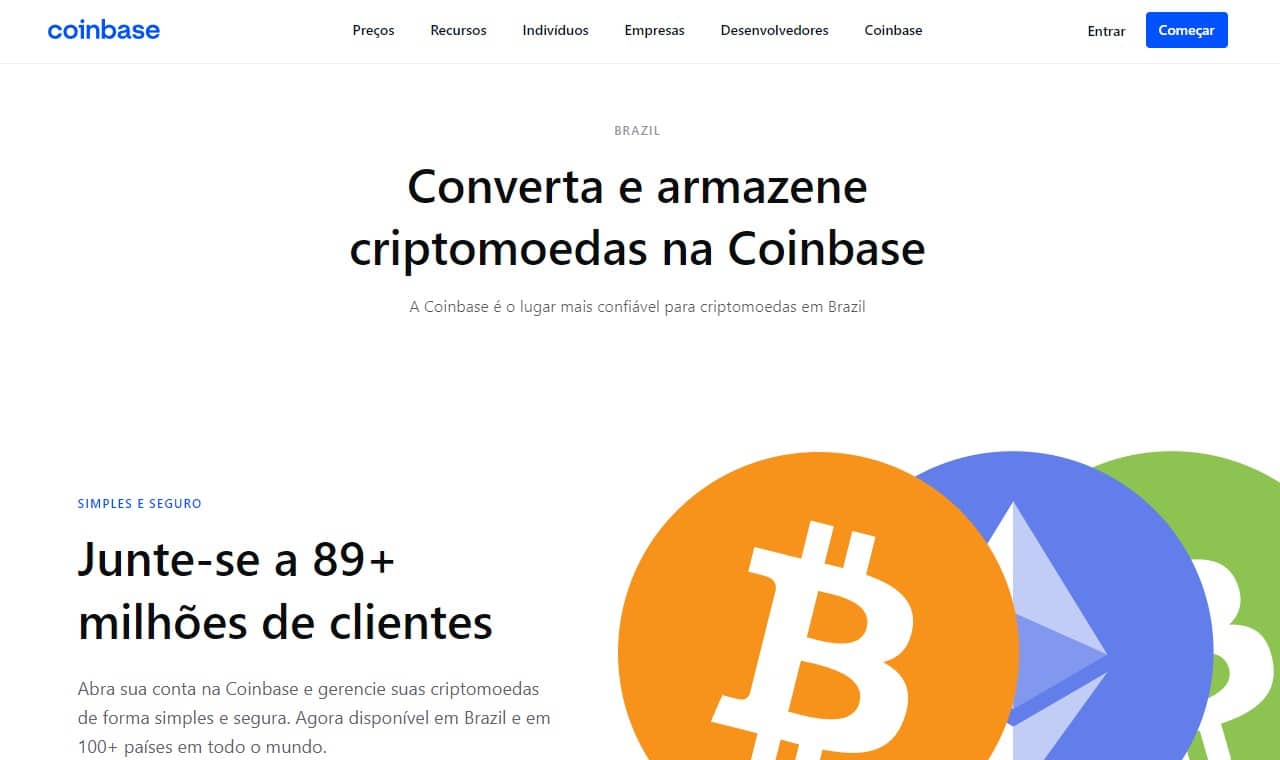 Coinbase já criou página para operar no Brasil