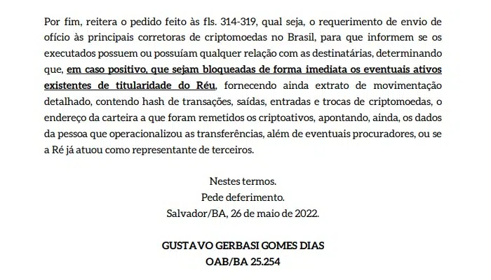 Defesa do Itaú pede que corretoras de criptomoedas identifiquem detalhes de transações