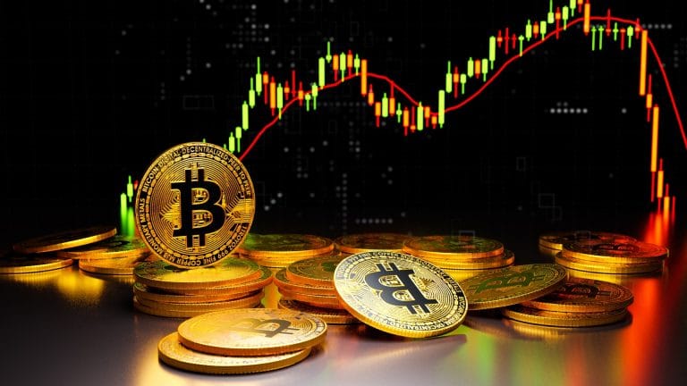 Gráfico de preços do bitcoin em queda