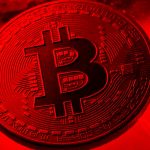 Moeda Bitcoin em gelo vermelho