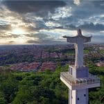 Vista aérea da entrada da cidade de Sertãozinho no estado de São Paulo