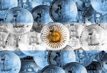 Bandeira da Argentina com Bitcoin