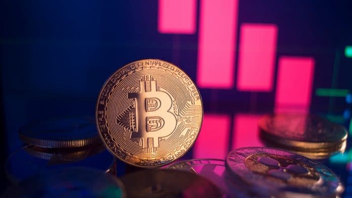 Bitcoin próximo de gráficos