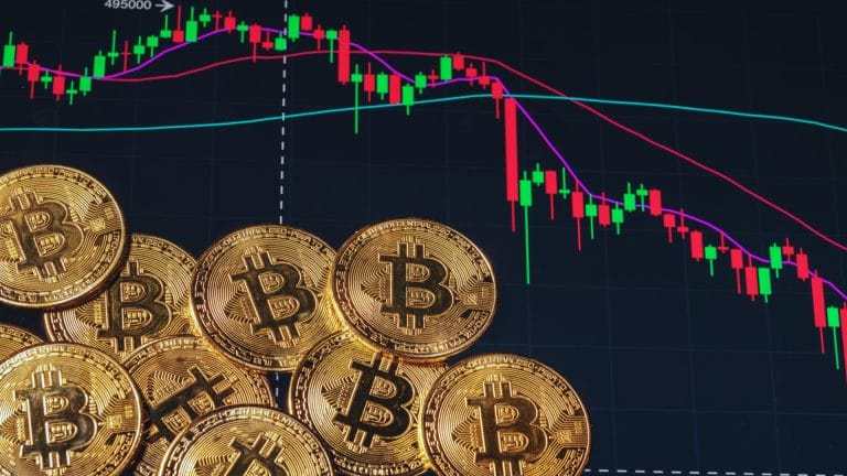 Gráfico de preço do bitcoin em tendência de queda