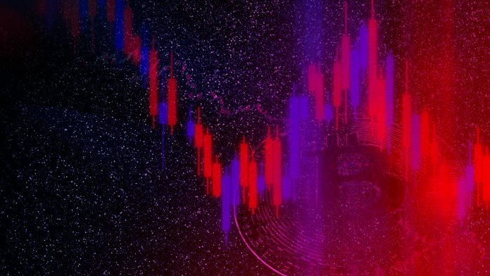 Gráfico de velas de sinal de linha de tendência para baixo do Bitcoin