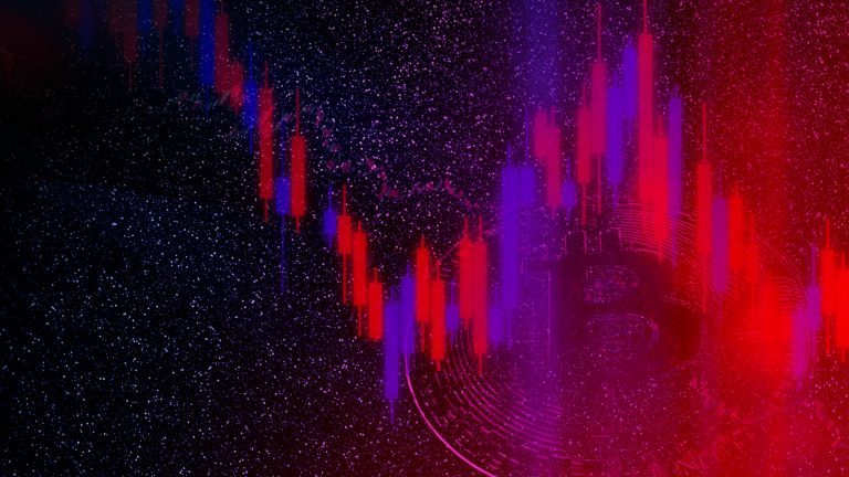 Gráfico de velas de sinal de linha de tendência para baixo do Bitcoin