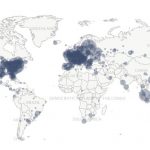 Nós de Bitcoin ao redor do mundo.