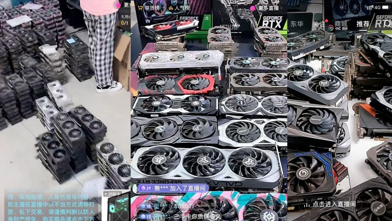 Placas de vídeo sendo leiloadas por mineradores. Fonte: Twitter / Reprodução.