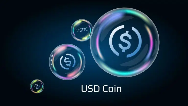 Stablecoin USD Coin (USDC) em bolha.