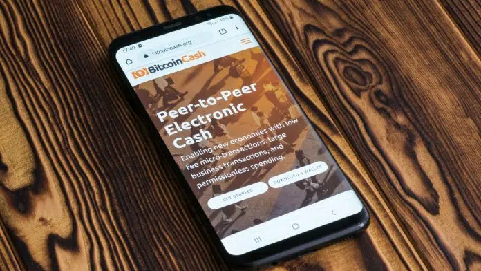 Bitcoin Cash exibido na tela do smartphone