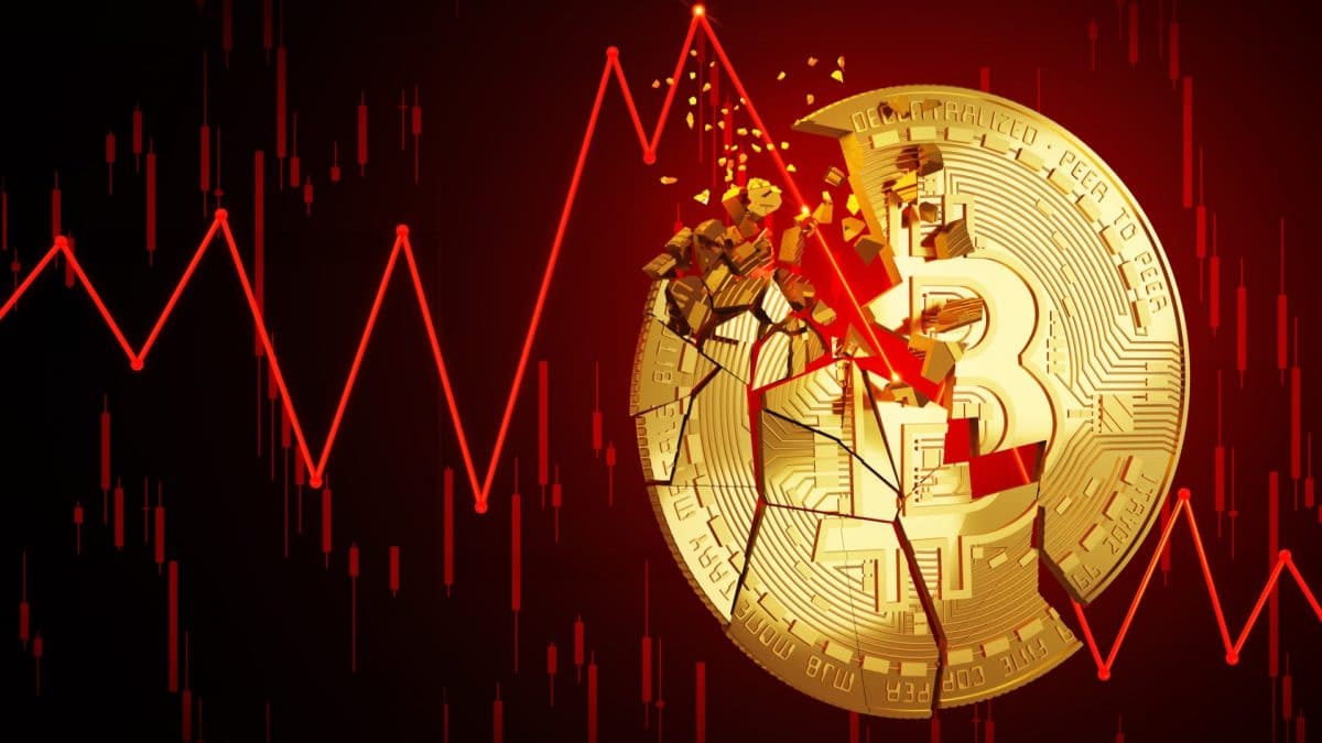 Bitcoin quebrado com gráficos de preço para baixa