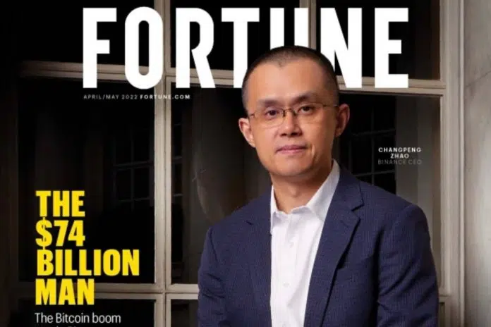 CEO da Binance apareceu na capa da Fortune como um bilionário em 2022