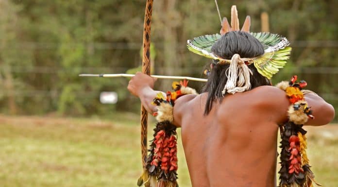 Índio brasileiro com arco e flecha