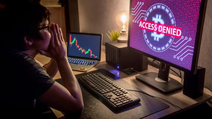 Investidor de criptomoedas frustrado por falta de acesso à plataforma