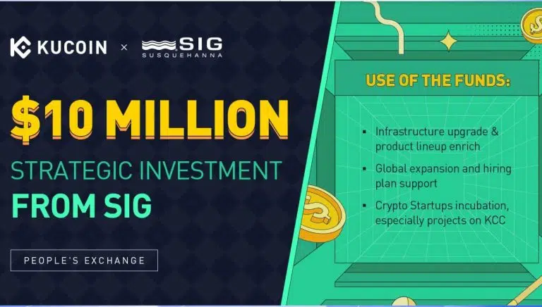 KuCoin anuncia investimento estratégico de US$ 10 milhões da SIG