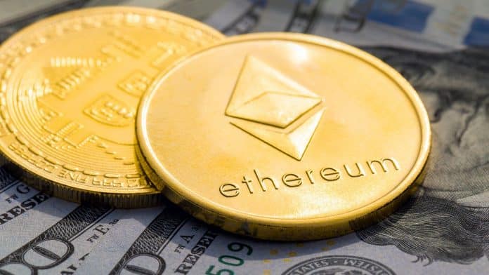 Moeda de Ethereum (ETH) sobre moeda de Bitcoin (BTC).
