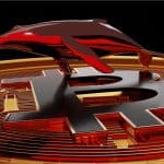 Baleia próxima de bitcoin em vermelho