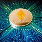 Criptomoeda Ethereum em meio a circuitos