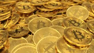 Moedas de Bitcoin.