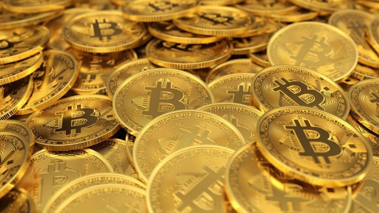 Moedas de Bitcoin.