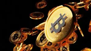 Moedas de bitcoin subindo