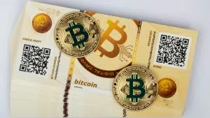 Carteira de papel de Bitcoin.