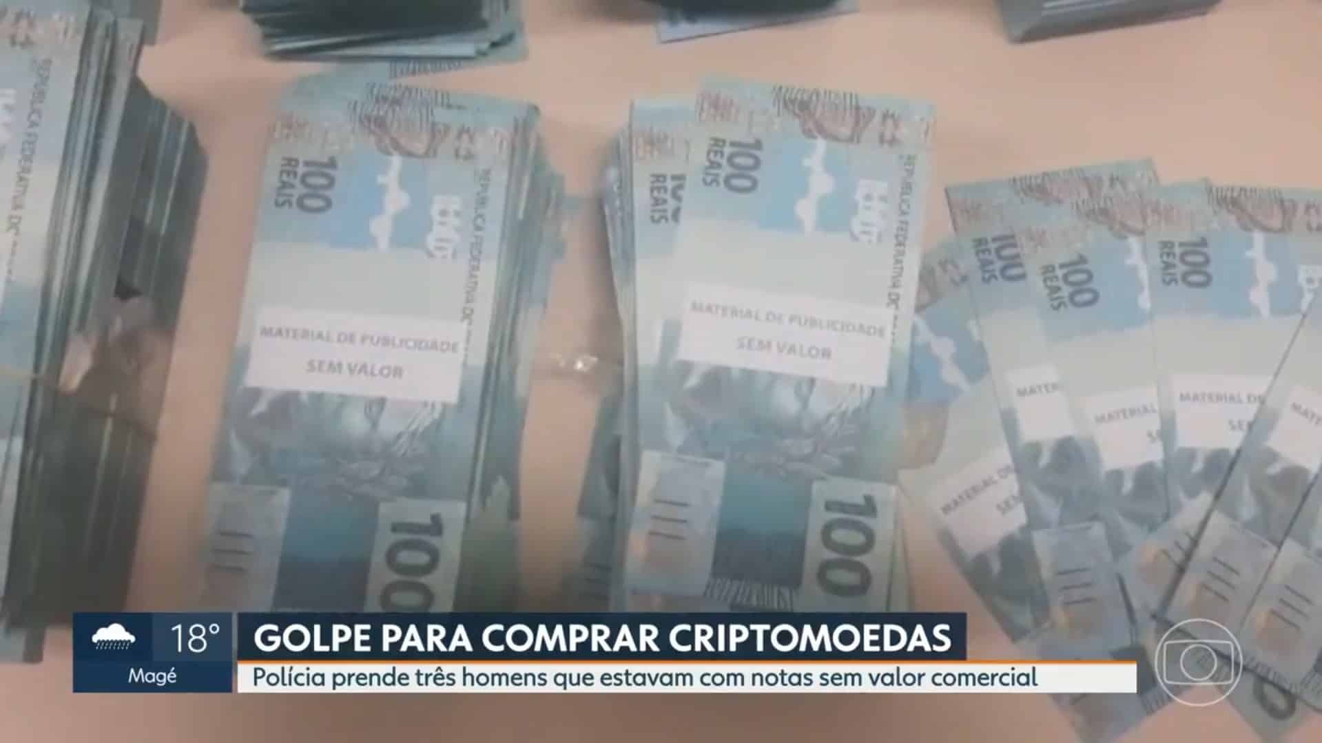Homens são presos tentando comprar R$ 1 milhão em criptomoedas com notas falsas