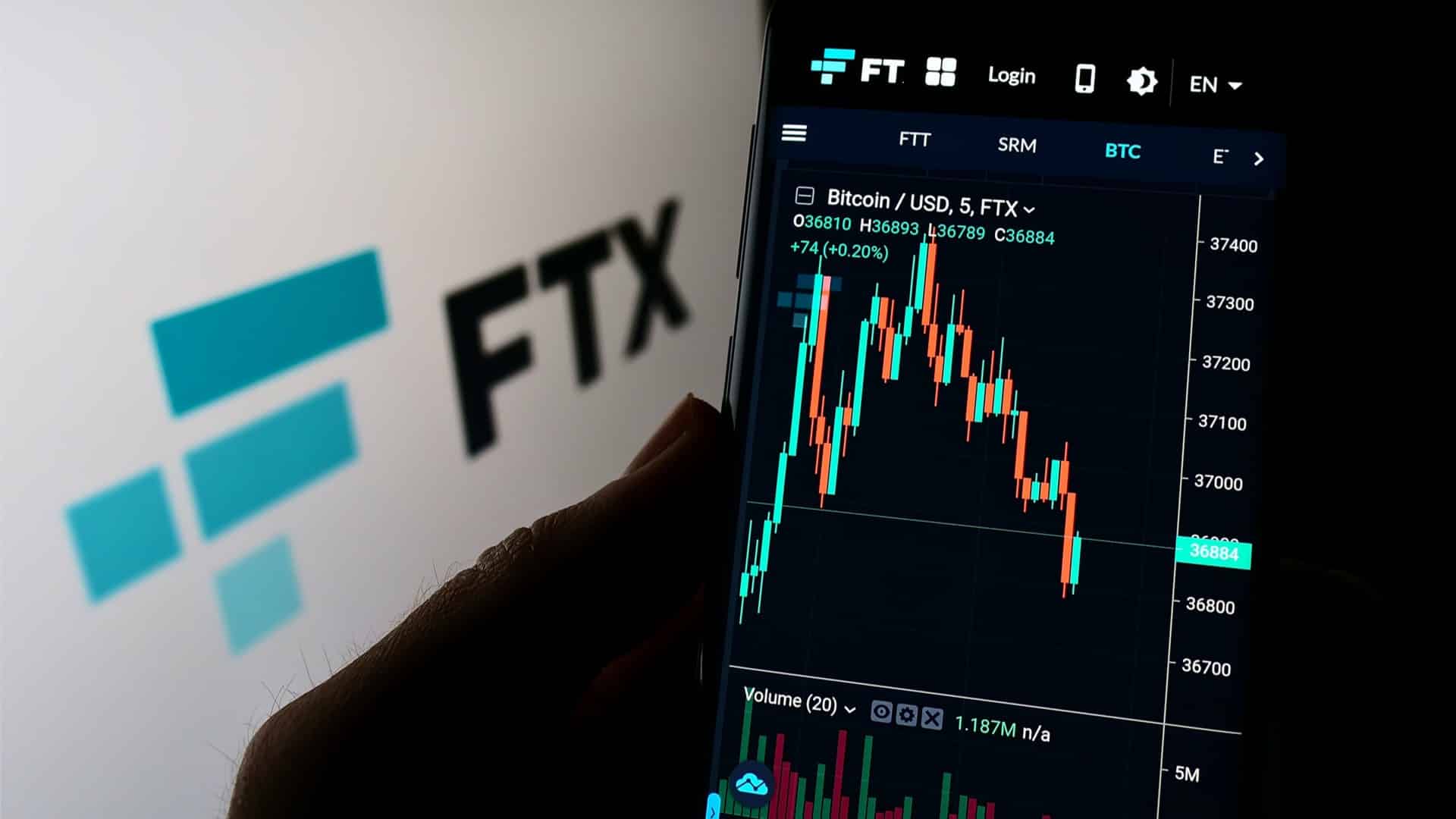 Aplicativo da FTX próximo de símbolo da corretora