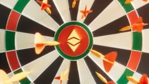 Alvo com logotipo do Ethereum.