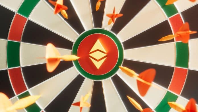 Alvo com logotipo do Ethereum.