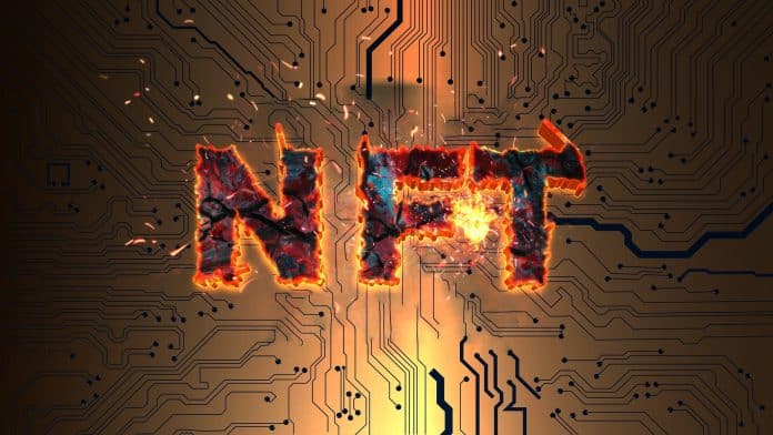 Imagem de NFT próximo de circuito eletrônico