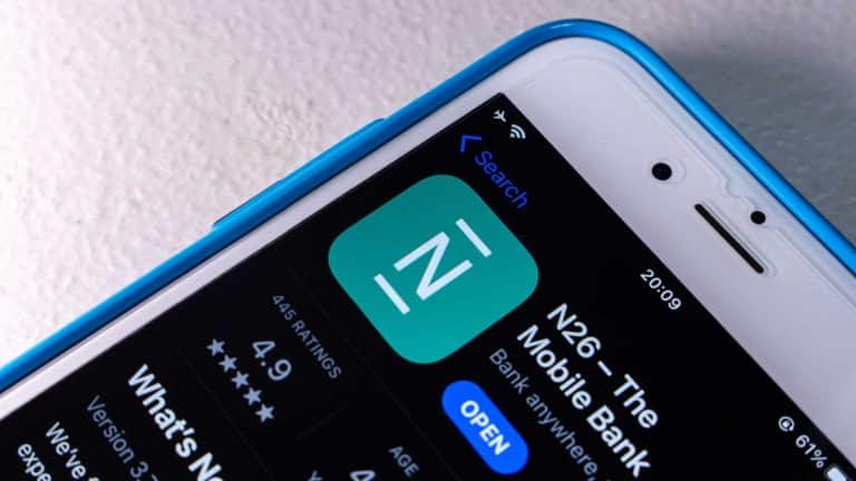 Aplicativo do N26, banco alemão que passará a oferecer criptomoedas a seus clientes.