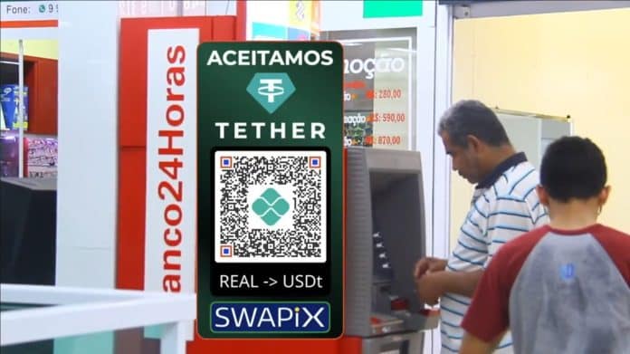 Tether (USDT) estará disponível em mais de 24 mil caixas eletrônicos no Brasil a partir de novembro. Fonte: Twitter/Reprodução.