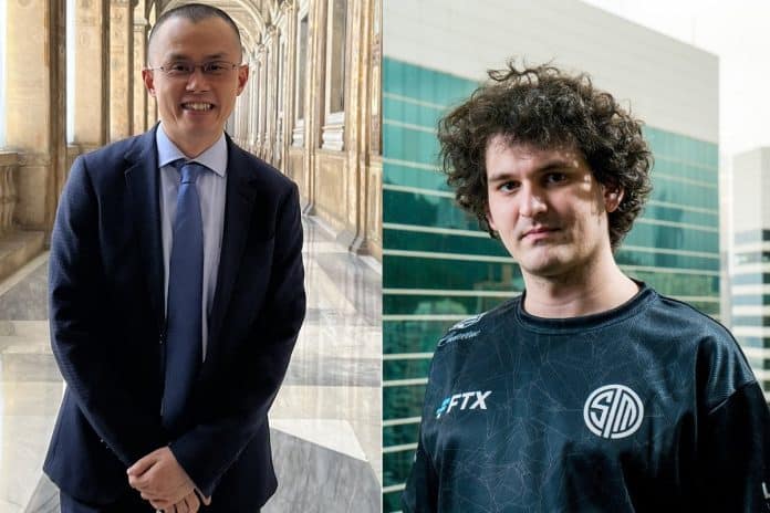 CEO da Binance, CZ, ao lado de CEO da FTX, SBF
