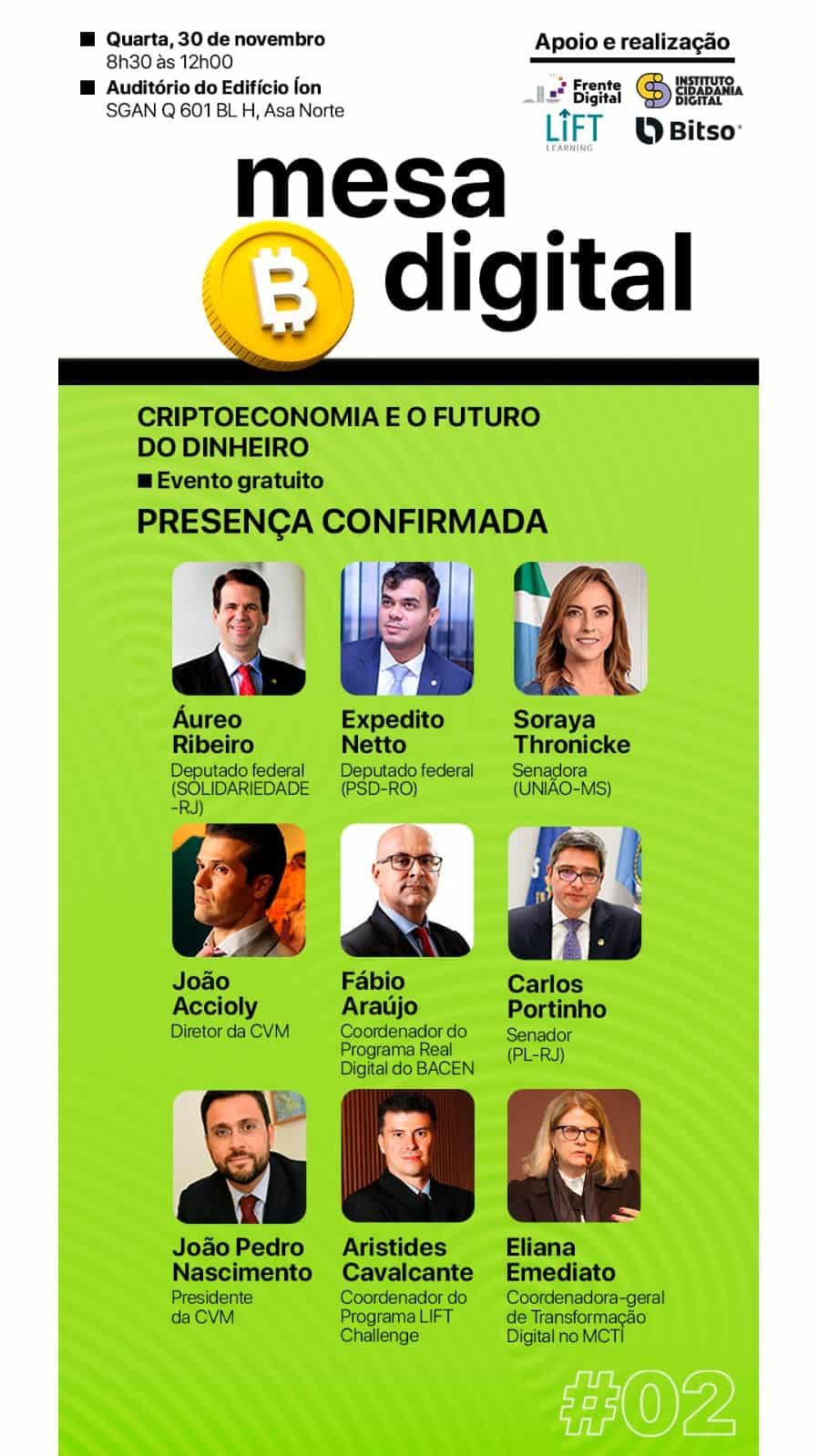 Evento em Brasília com autoridades deputados, senadores, da CVM, Bacen e MCTI