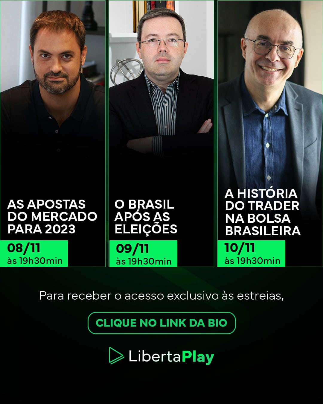 Primeiros eventos do streaming da Liberta Play, escritório da XP no Brasil