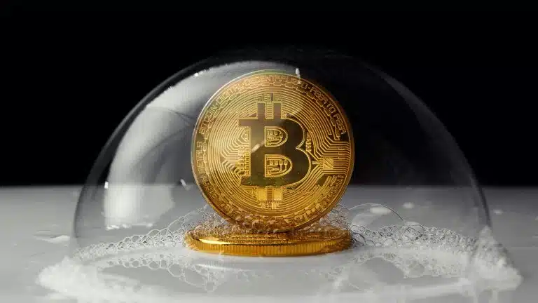 Bitcoin dentro de uma bolha.