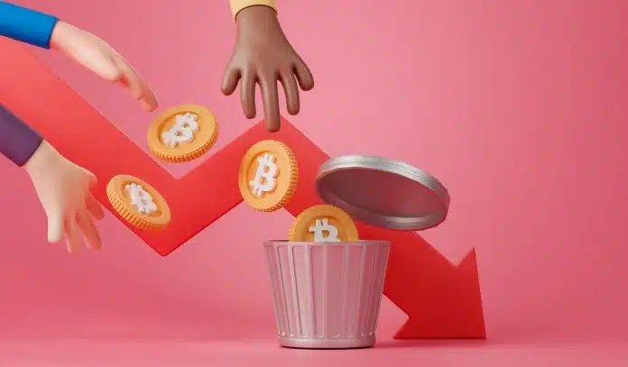 Bitcoin sendo jogado no lixo