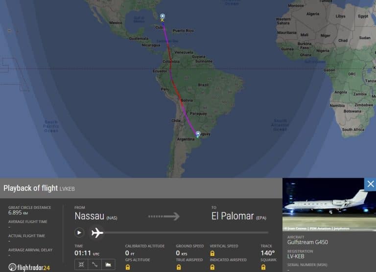 Rota feita por aeronave que poderia ter fundador da FTX a bordo.